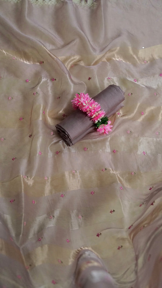 Lavender Loom Whisper – Lavender Organza Unstitched Multicolour Resham & Zari Embroidered Suit Set