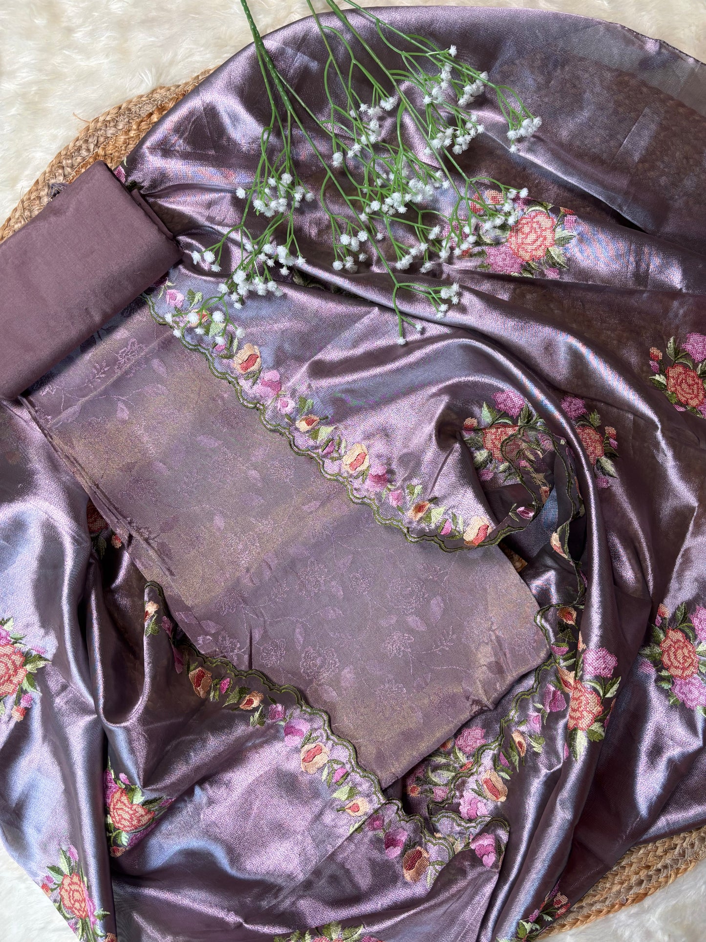 Lavender Tissue Jacquard Suit Set