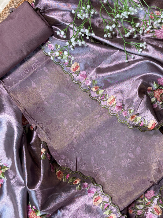 Lavender Tissue Jacquard Suit Set