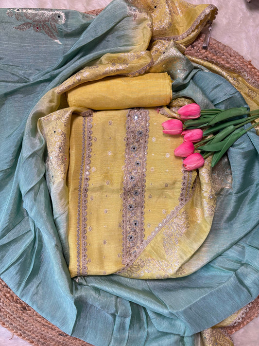 Chanderi Silk Kurta with Ombre Dupatta