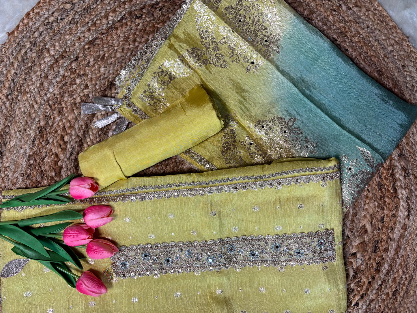 Chanderi Silk Kurta with Ombre Dupatta
