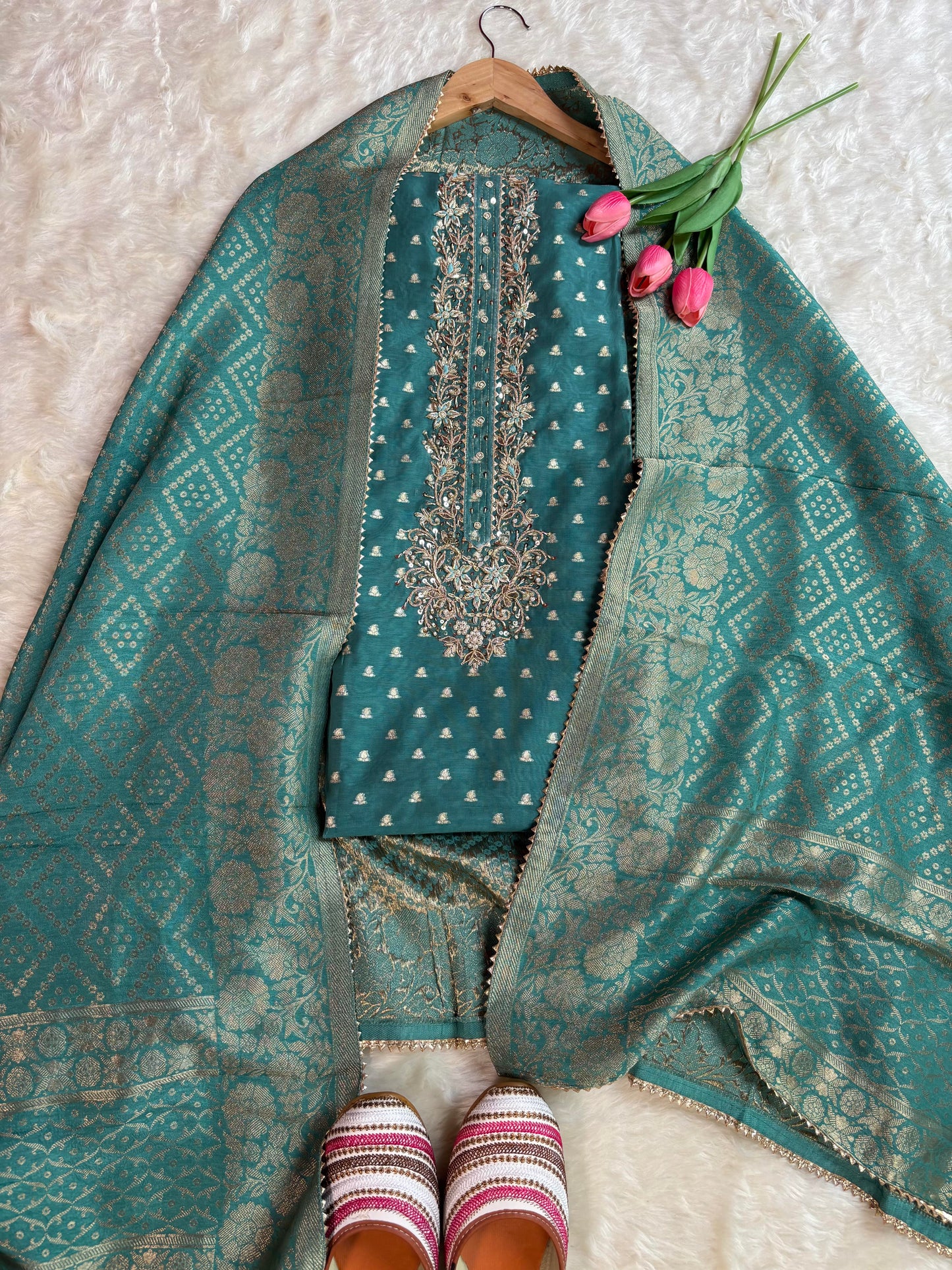 Chanderi Weaving Kurta with Banarasi Dupatta