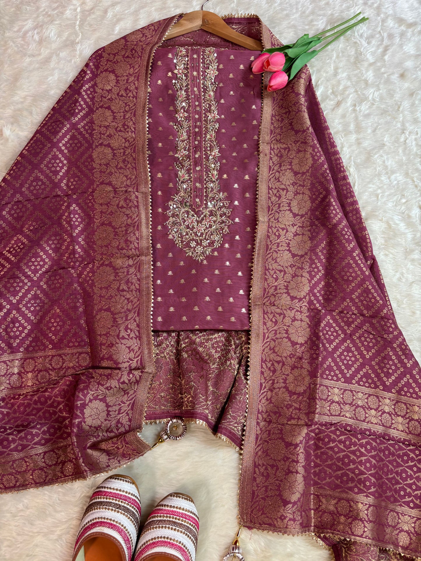 Chanderi Weaving Kurta with Banarasi Dupatta