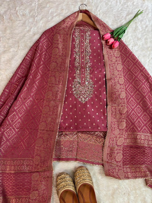 Chanderi Weaving Kurta with Banarasi Dupatta