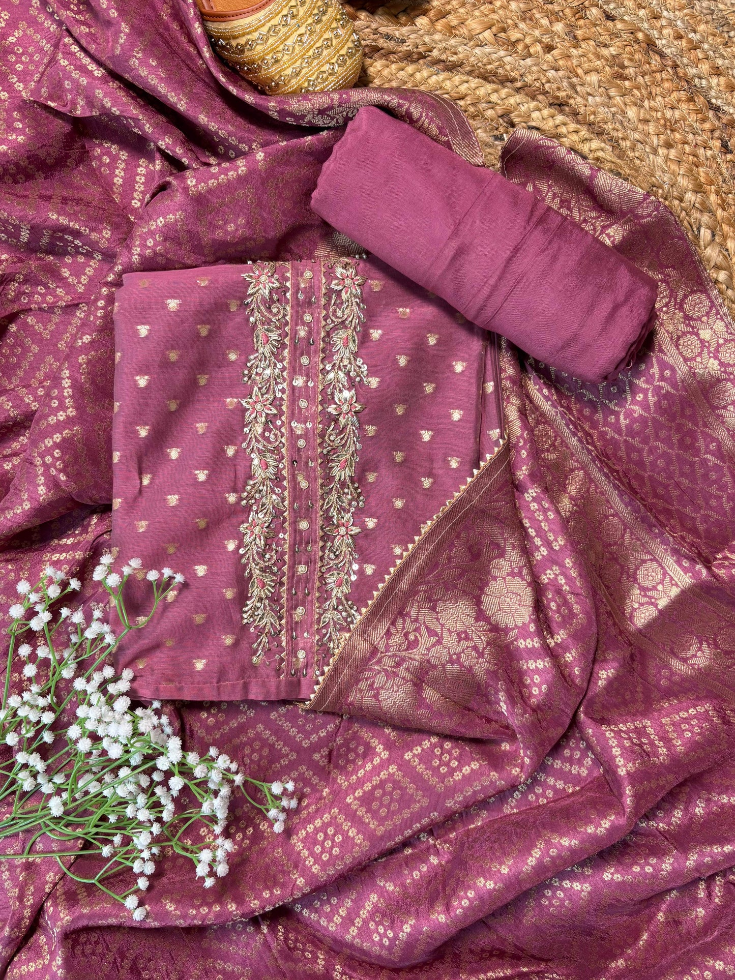 Chanderi Weaving Kurta with Banarasi Dupatta