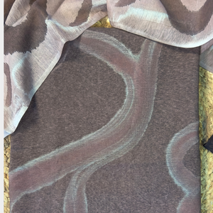 Kavira – Coffee Brown Chanderi Marble Print Unstitched Suit Set