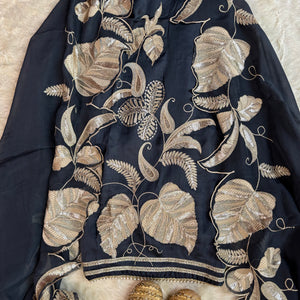 Crepe Suit Set with Pearl Button Neckline
