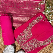 Hot Pink Embroidered Kurta with Banarasi Dupatta
