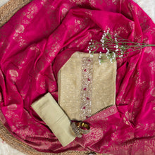 Beige Chanderi Embroidered Kurta with Banarasi Dupatta