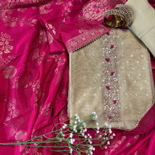 Beige Chanderi Embroidered Kurta with Banarasi Dupatta