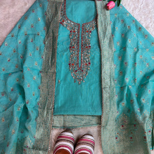Chanderi Embroidered Kurta with Banarasi Dupatta