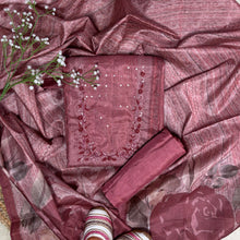 Chanderi Self Print Kurta Set with Resham Cutdana & Sequin Work Pink