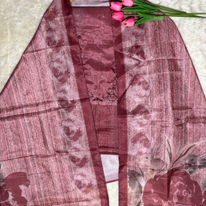 Chanderi Self Print Kurta Set with Resham Cutdana & Sequin Work Pink