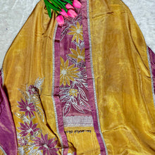 Tissue Fabric Kurta Set with Floral Appliqué & Gota Work Onion Pink & Mehendi Green