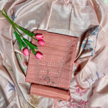 Festive Tussar Silk Suit Set with Floral Embroidery & Chanderi Dupatta