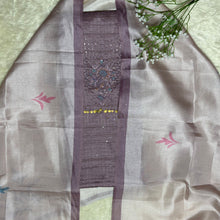 Festive Tussar Silk Suit Set with Floral Embroidery & Chanderi Dupatta