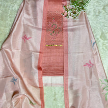 Festive Tussar Silk Suit Set with Floral Embroidery & Chanderi Dupatta