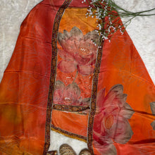 Multicolour Tissue Fabric Kurta Set with Floral Motifs, Mirror & Sequin Work – Pink & Orange
